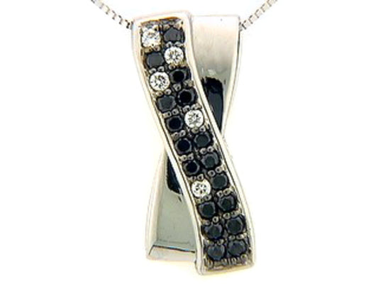 BLACK & WHITE DIAMOND PENDANT, 18KW (R/N)