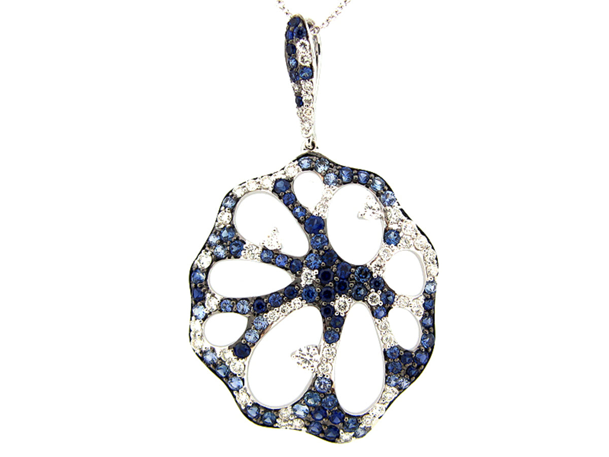 SAPPHIRE & DIAMOND PENDANT, 14KW (H)