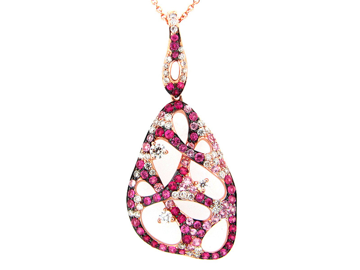 PINK SAPPHIRE & DIAMOND PENDANT, 14KR (H)