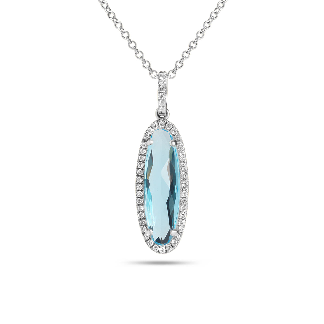 Oval Blue Topaz & Diamond Necklace