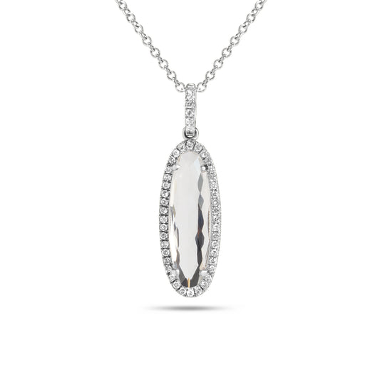 Oval White Topaz & Diamond Necklace