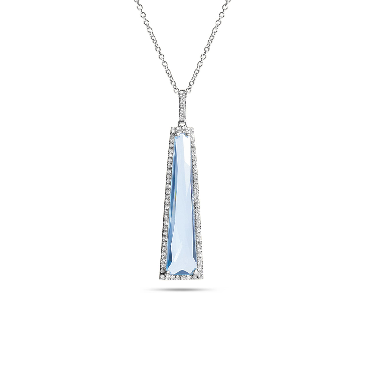 Blue Topaz & Diamond Trapezoid Necklace