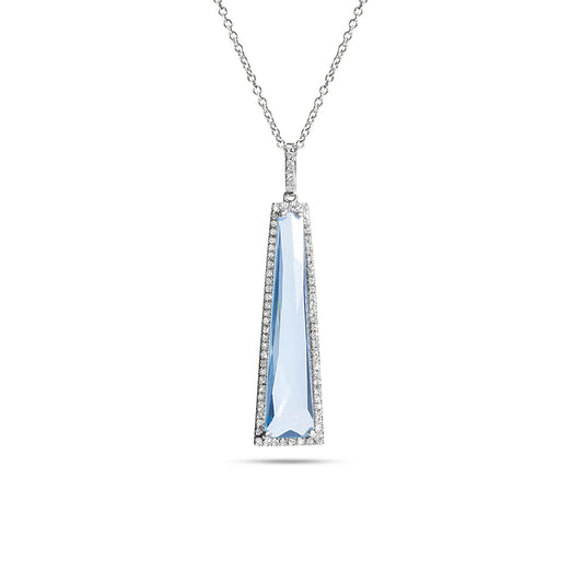 Blue Topaz & Diamond Trapezoid Necklace