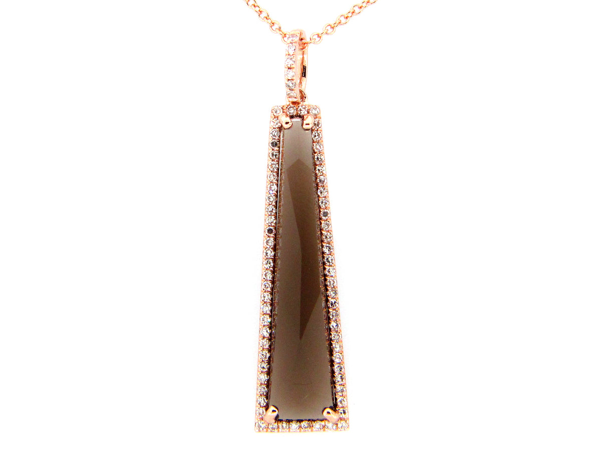 SMOKEY QUARTZ & DIAMOND, 14KR (H)