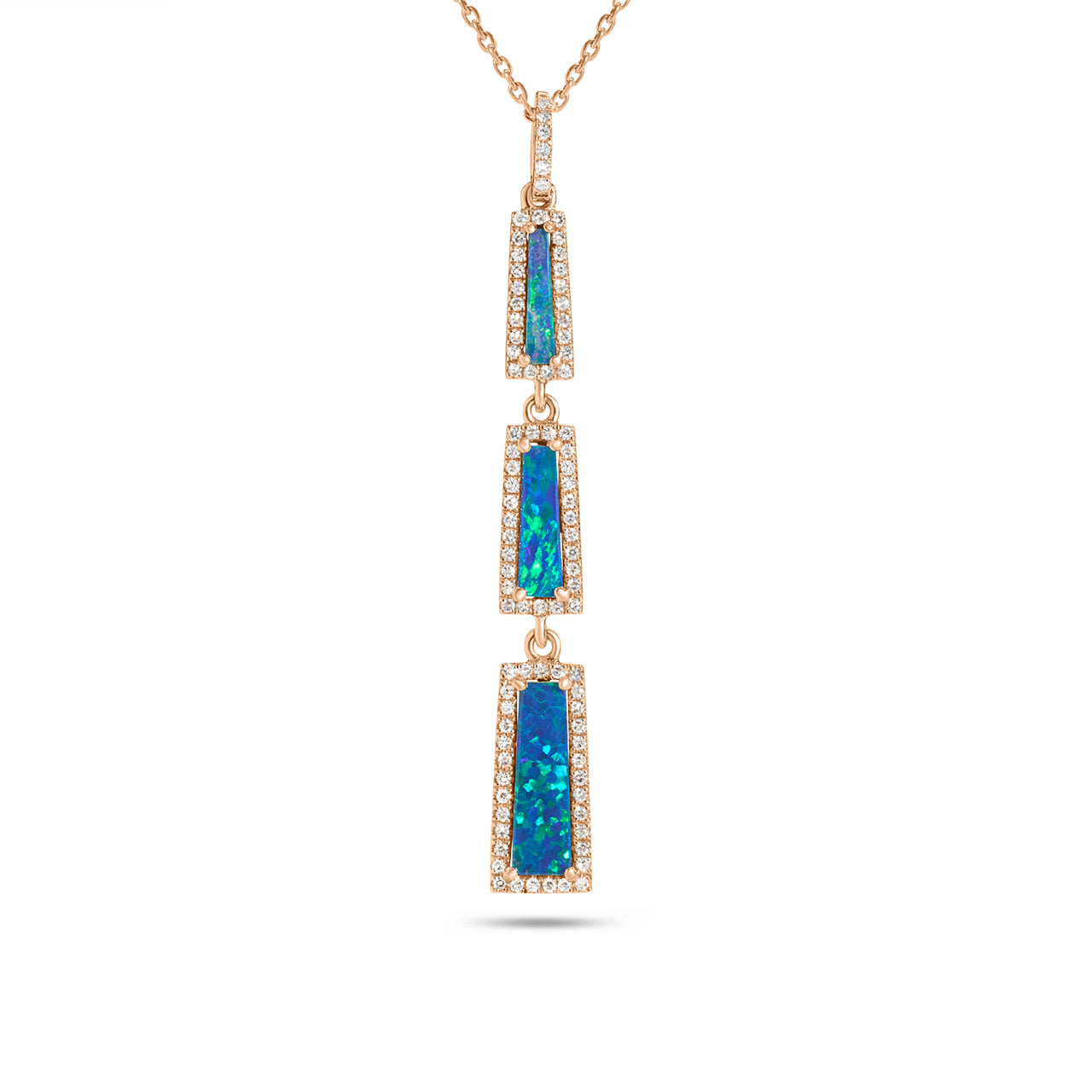 Opal & Diamond Triple Drop Necklace