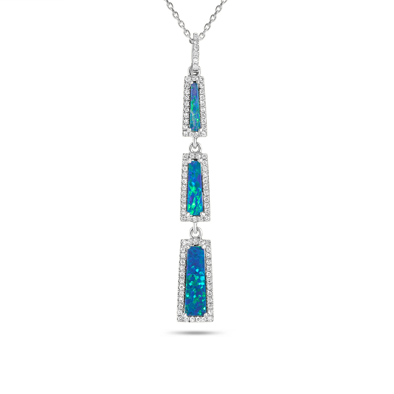 Opal & Diamond Triple Drop Necklace