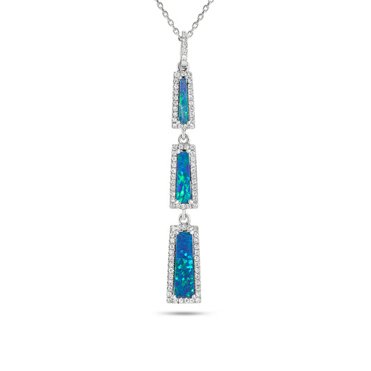 Opal & Diamond Triple Drop Necklace