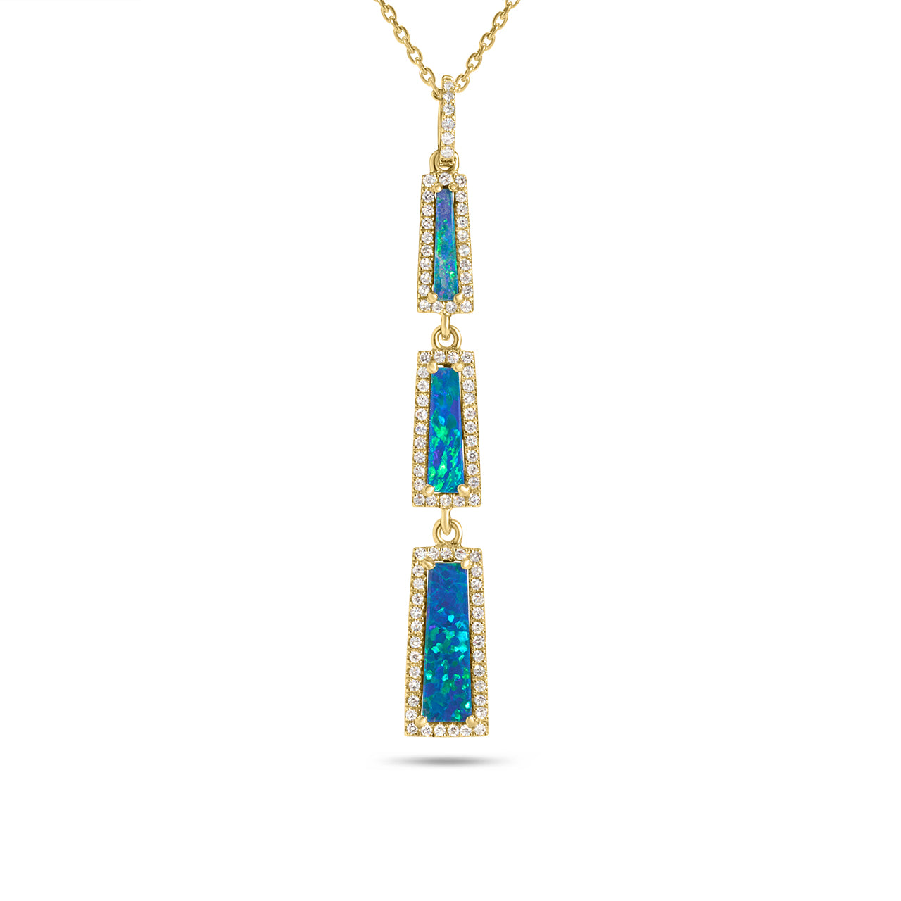 Opal & Diamond Triple Drop Necklace