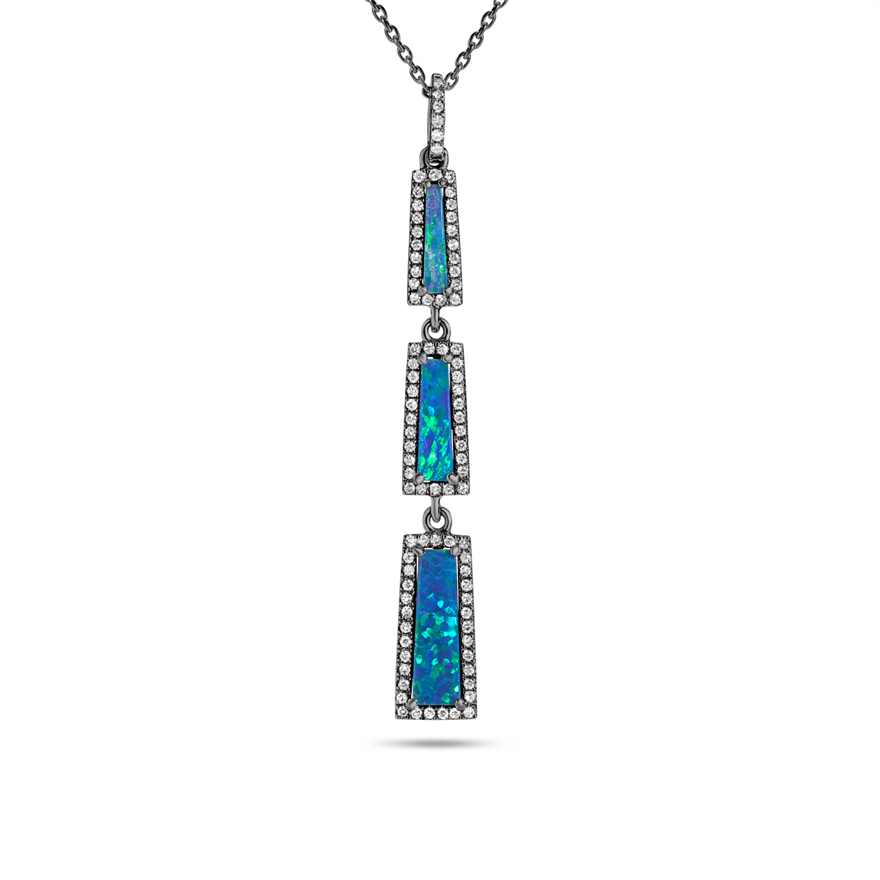 Opal & Diamond Triple Drop Necklace