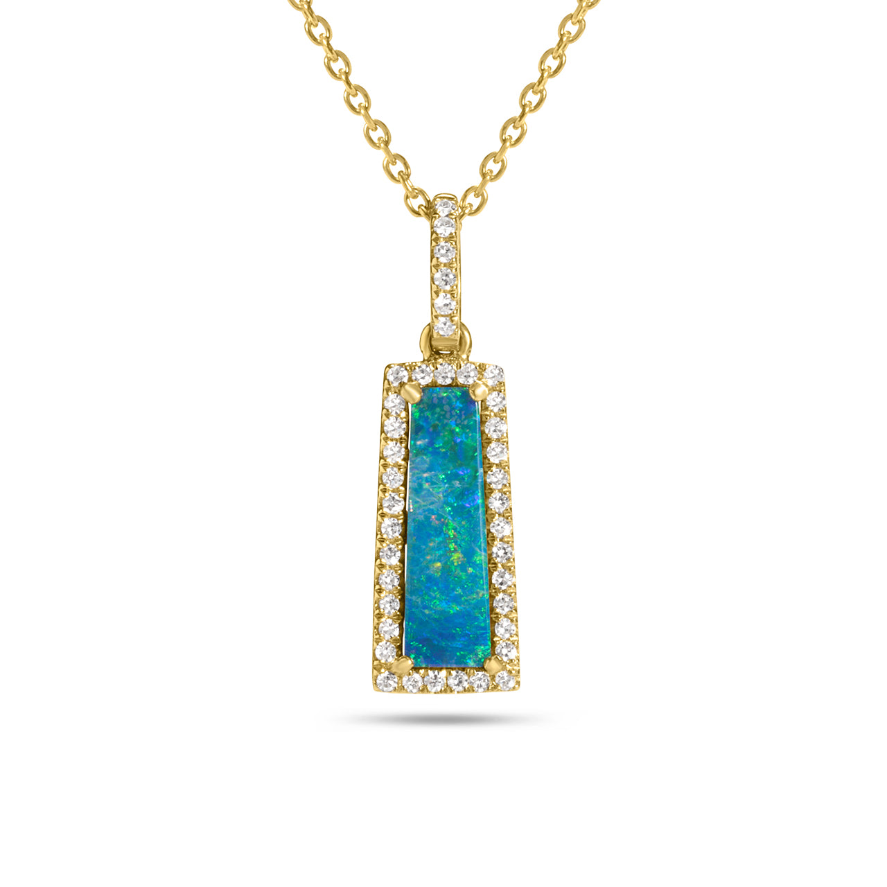 Opal & Diamond Trapezoid Necklace