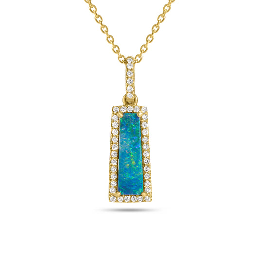Opal & Diamond Trapezoid Necklace