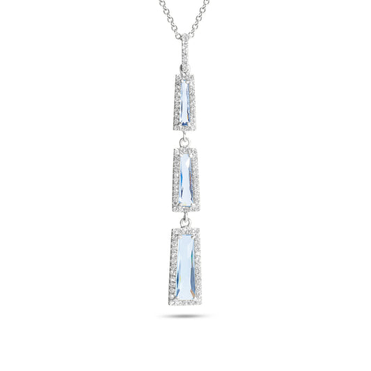 Blue Topaz & Diamond Triple Drop Necklace