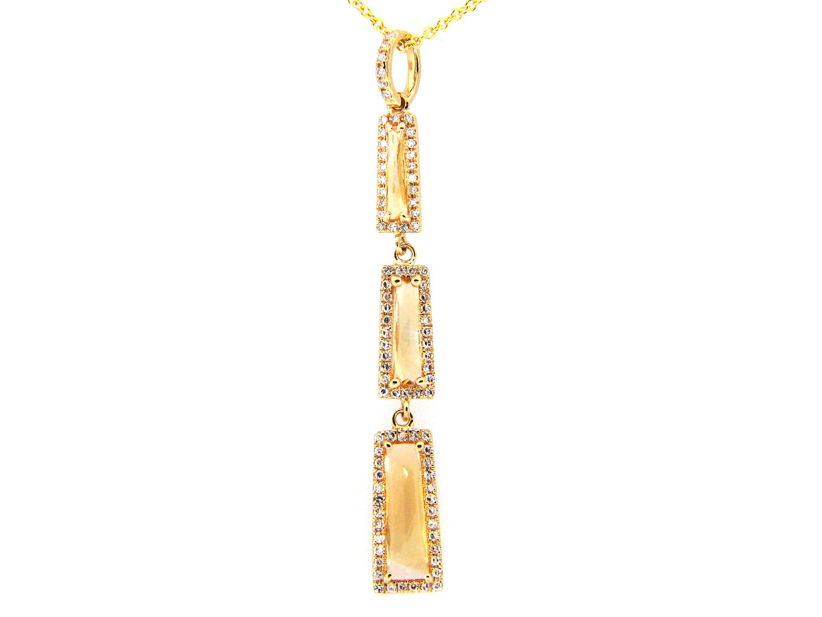 CITRINE & DIAMOND 3 STATION PENDANT, 14KY (H)