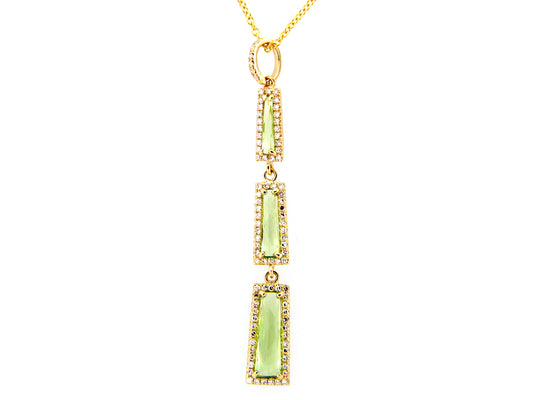 PERIDOT & DIAMOND PENDANT, 14KY (N)