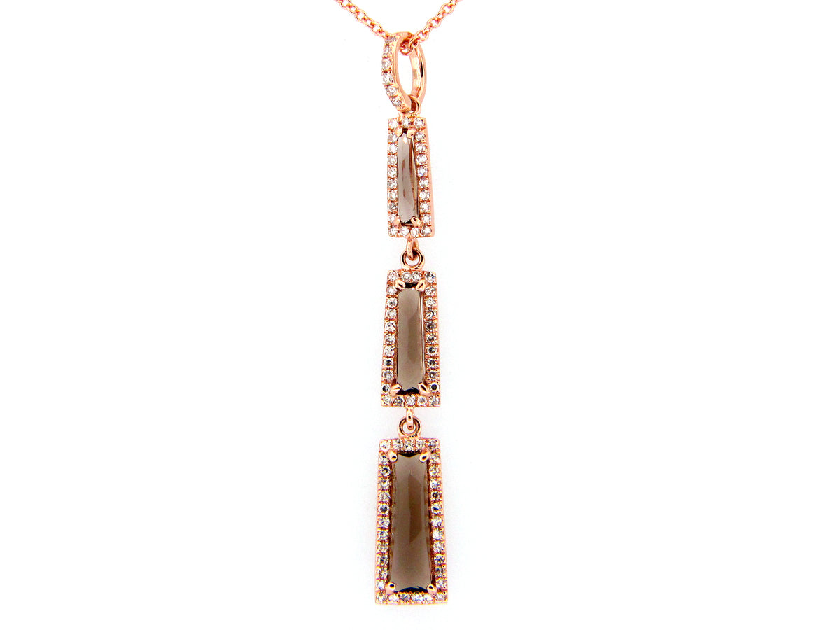 SMOKEY QUARTZ & DIAMOND PENDANT, 14KR (H)