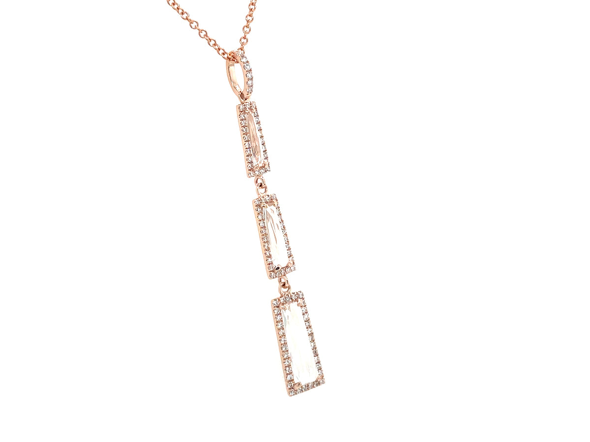 White Topaz Diamond Pendant, 14kr (H)