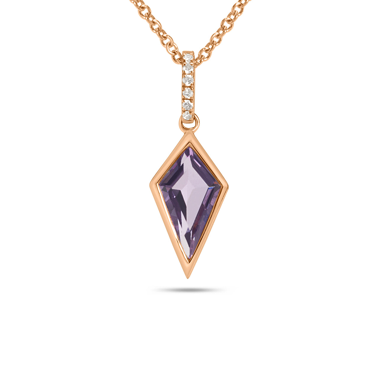 Amethyst & Diamond Kite Bezel Necklace