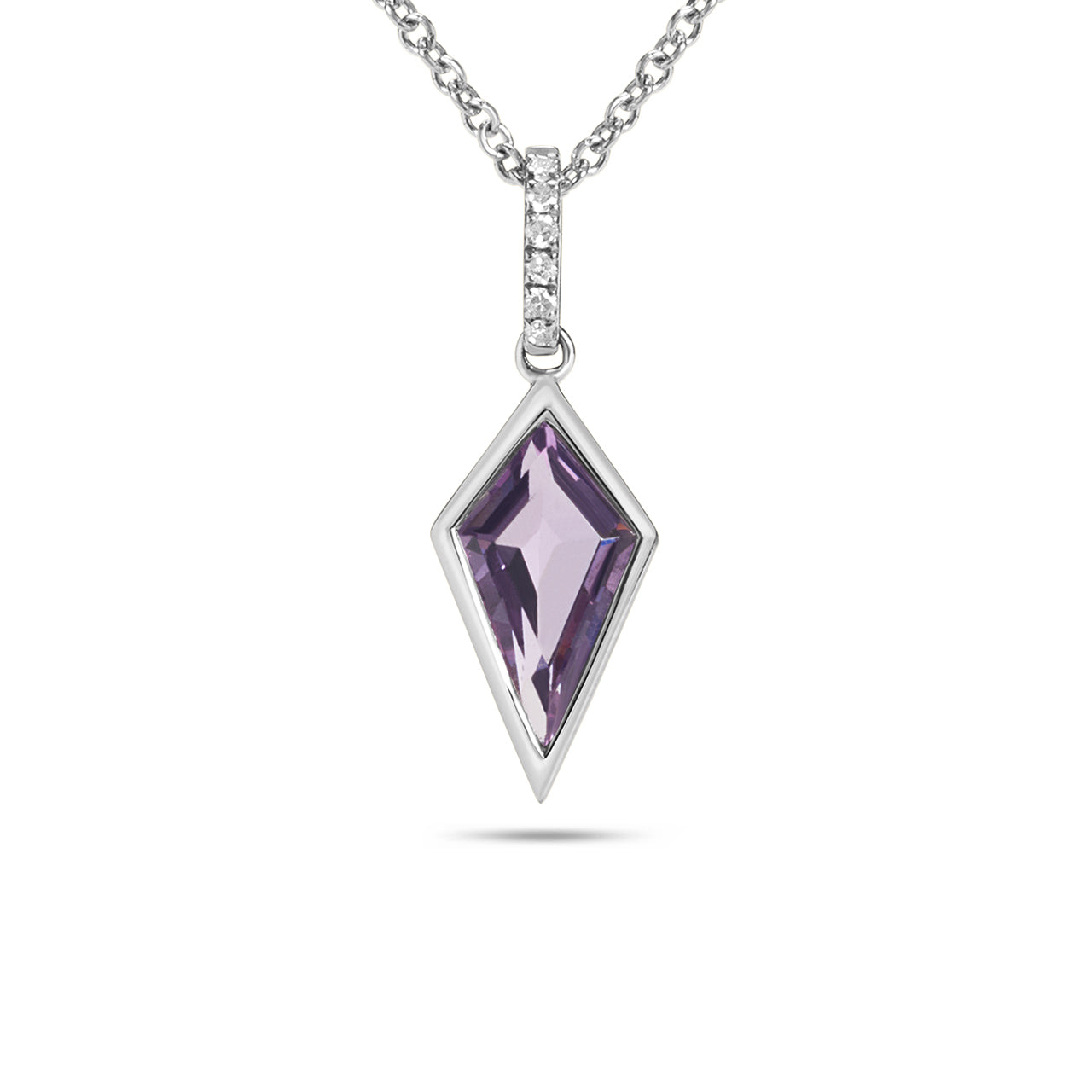 Amethyst & Diamond Kite Bezel Necklace