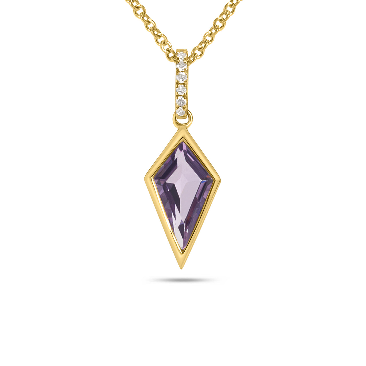 Amethyst & Diamond Kite Bezel Necklace