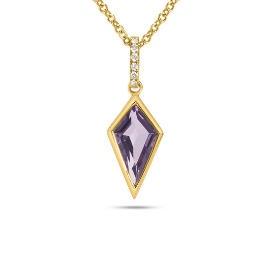 Amethyst & Diamond Kite Bezel Necklace
