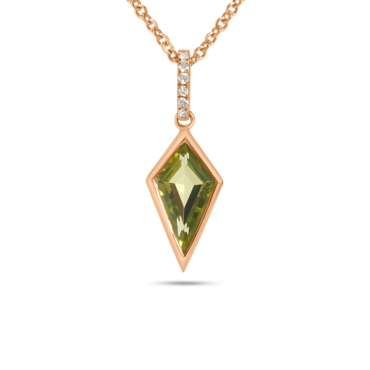 Peridot & Diamond Kite Bezel Necklace