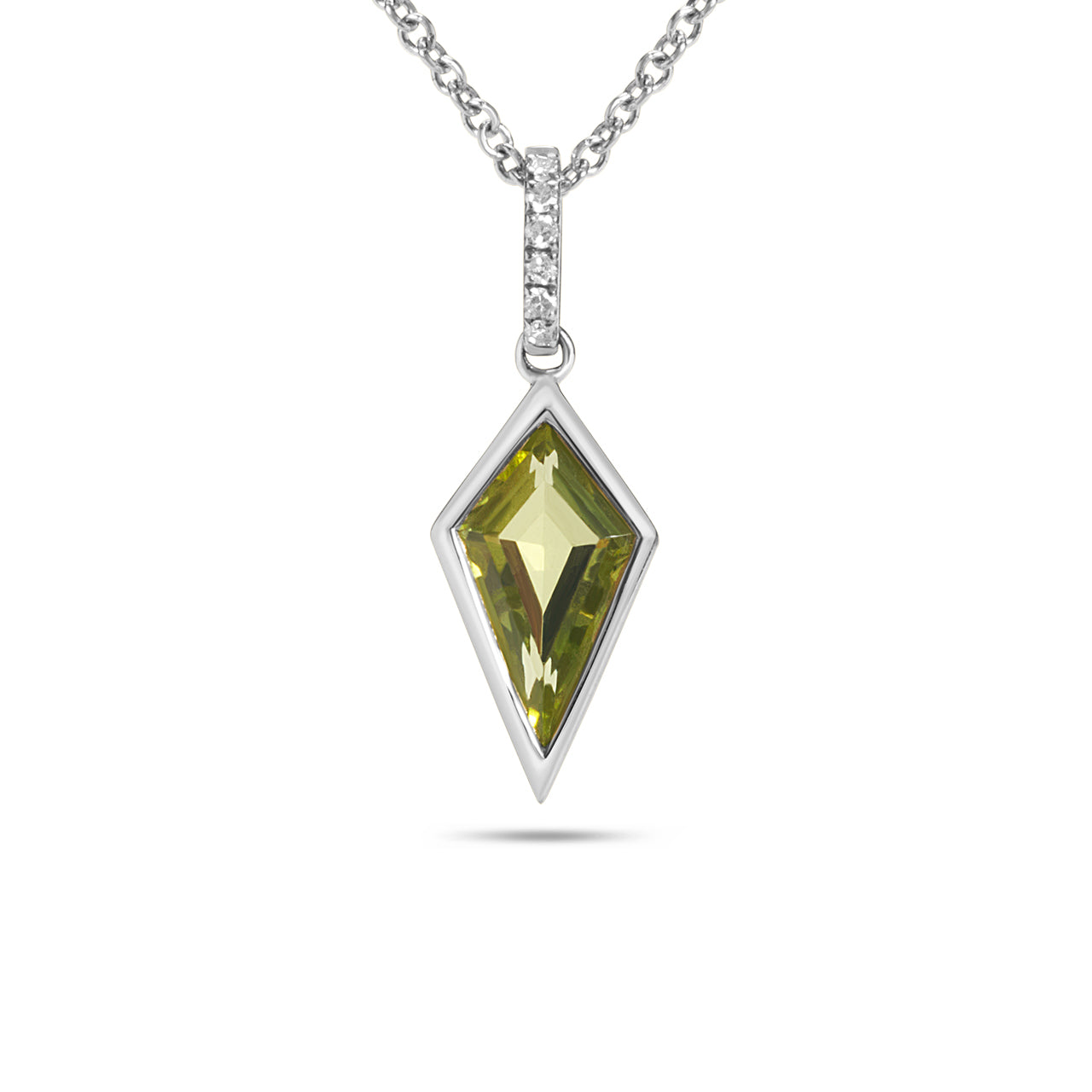 Peridot & Diamond Kite Bezel Necklace