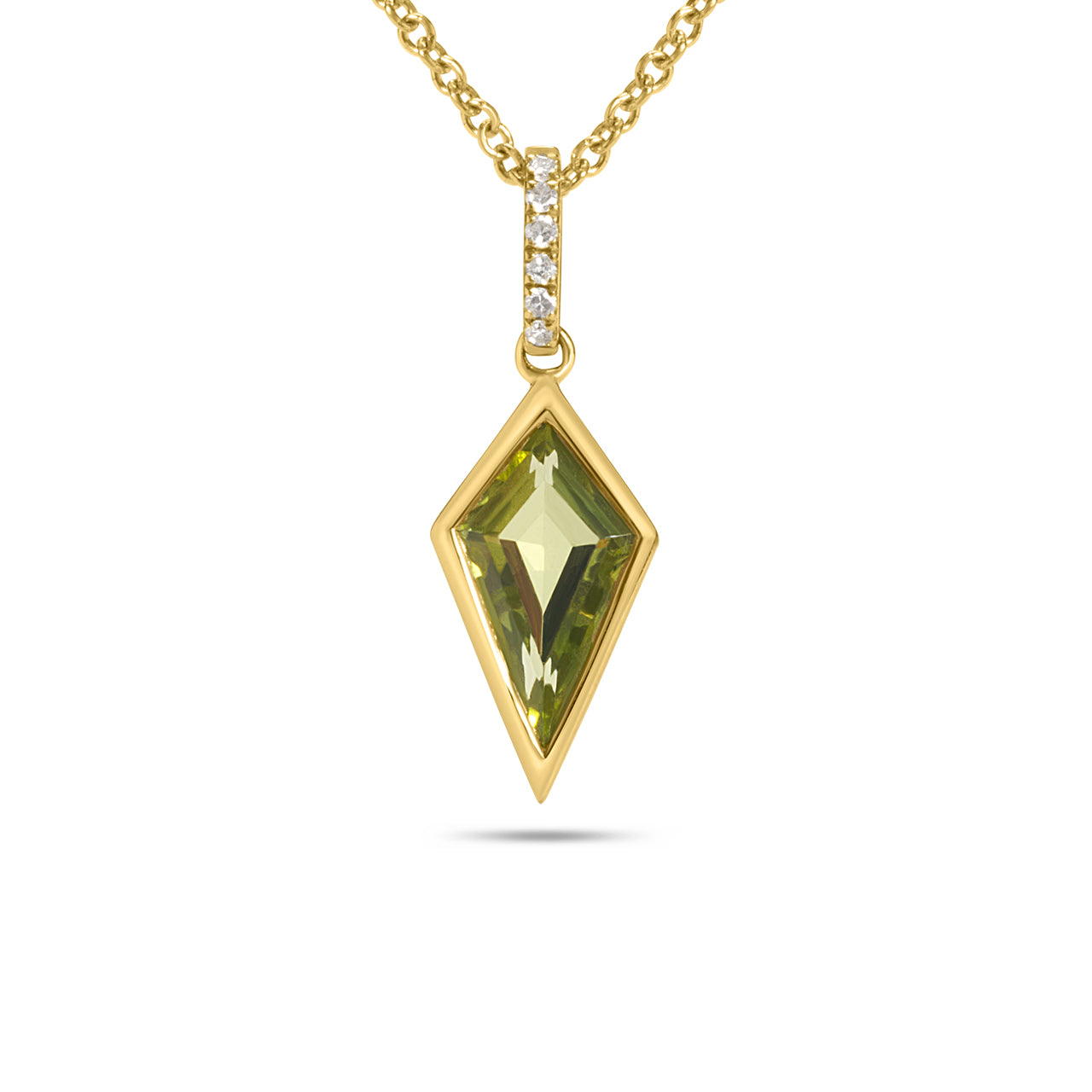 Peridot & Diamond Kite Bezel Necklace