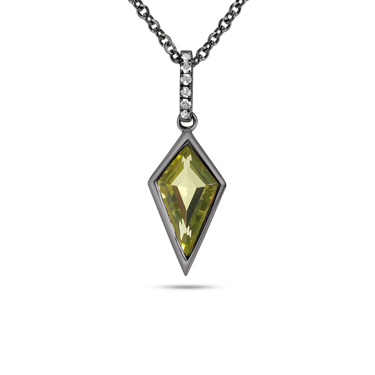 Peridot & Diamond Kite Bezel Necklace