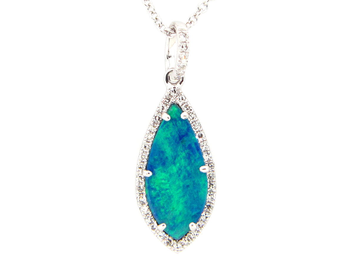 BLACK OPAL DOUBLET & DIAMOND PENDANT