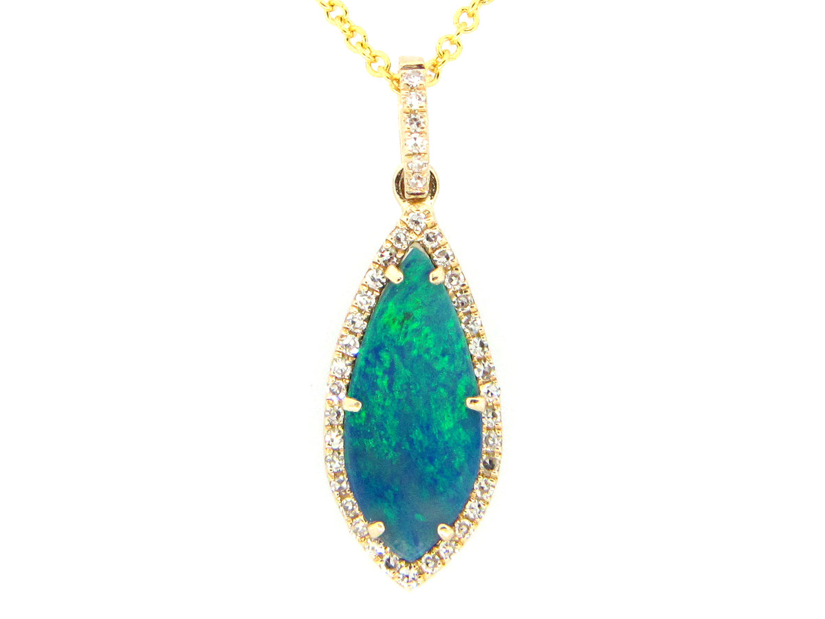 BLACK OPAL DOUBLET & DIAMOND PENDANT