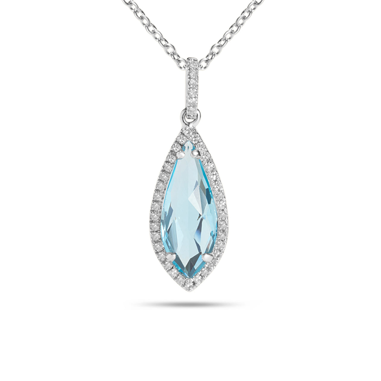 Blue Topaz & Diamond Arrowhead Necklace