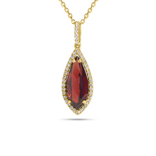Garnet & Diamond Arrowhead Necklace