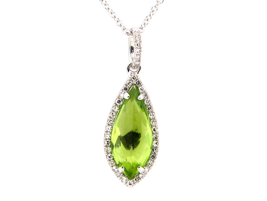 Peridot Diamond Pendant, 14kw (N)