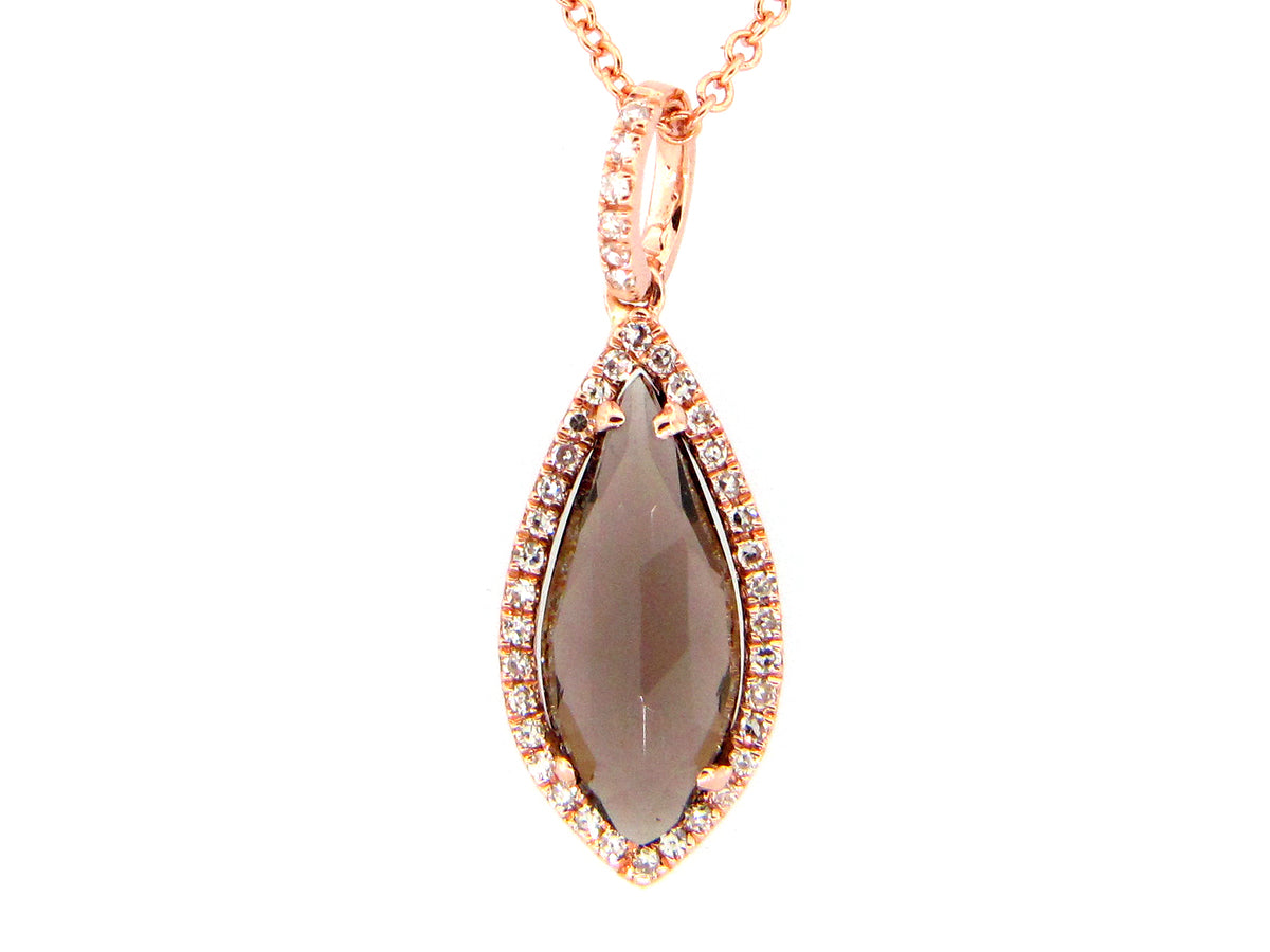 SMOKEY QUARTZ & DIAMOND PENDANT