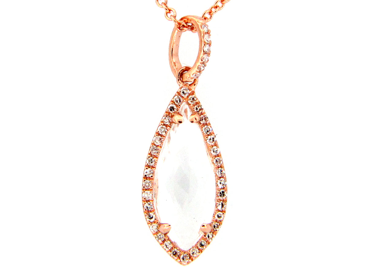 WHITE TOPAZ & DIAMOND PENDANT