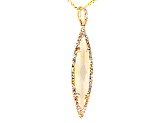 CITRINE & DIAMOND PENDANT, 14KY (H)