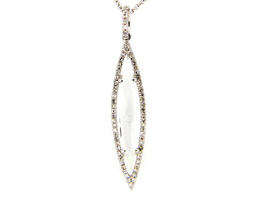 WHITE TOPAZ & DIAMOND PENDANT, 14KW (H)