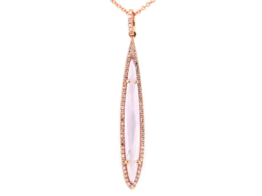 PINK AMETHYST & DIAMOND PENDANT, 14KR (H)