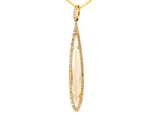CITRINE & DIAMOND PENDANT, 14KY (H)