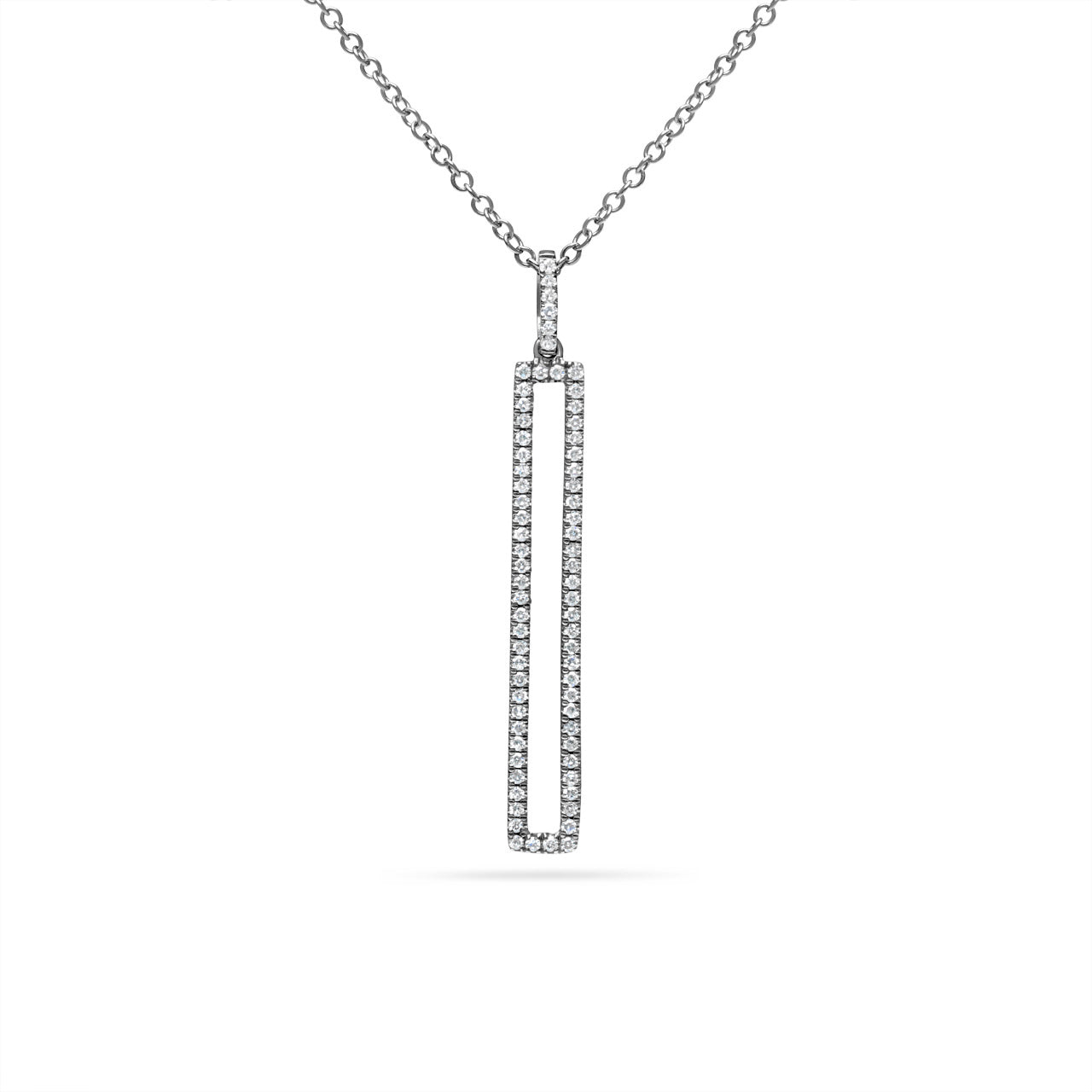 Diamond Open Rectangle Necklace