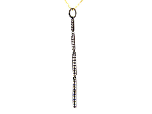 DIAMOND PENDANT, 14K BLACK FINISH/ YELLOW CHAIN (N)