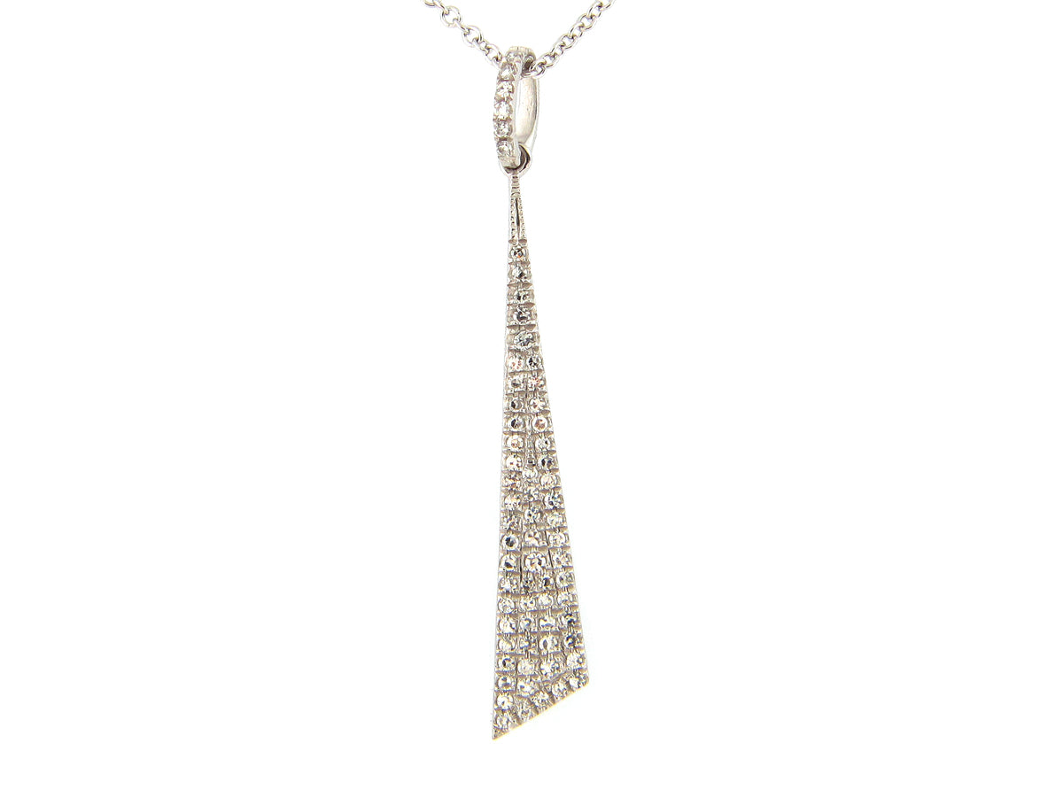 DIAMOND PAVE TRIANGLE PENDANT, 14KW (N)