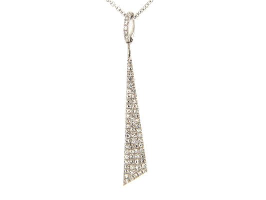 DIAMOND PAVE TRIANGLE PENDANT, 14KW (N)
