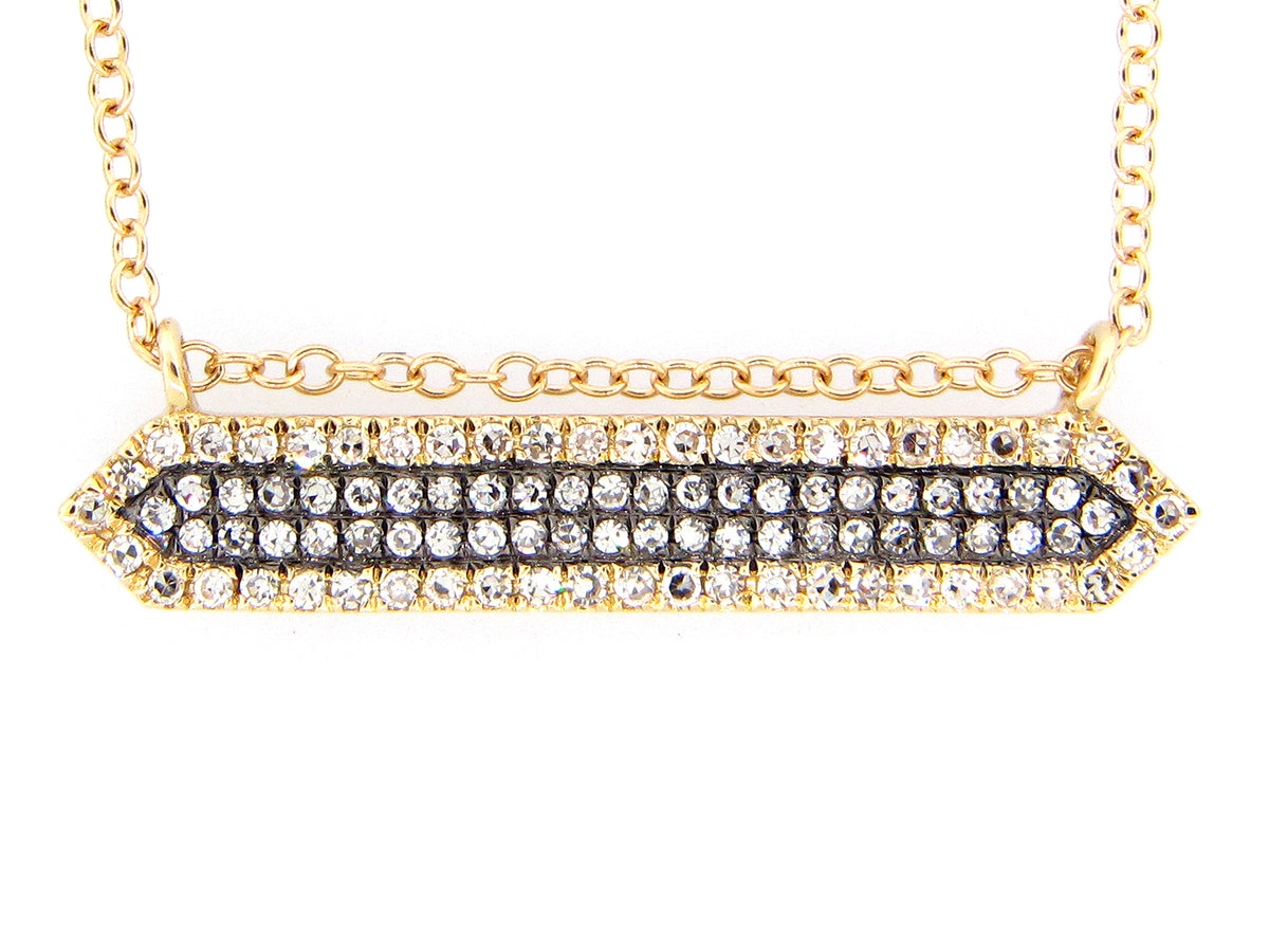 DIAMOND PENDANT NECKLACE 18"/16", 14K  YELLOW GOLD, CENTER DIAMONDS  BLACK FINISH, (N)