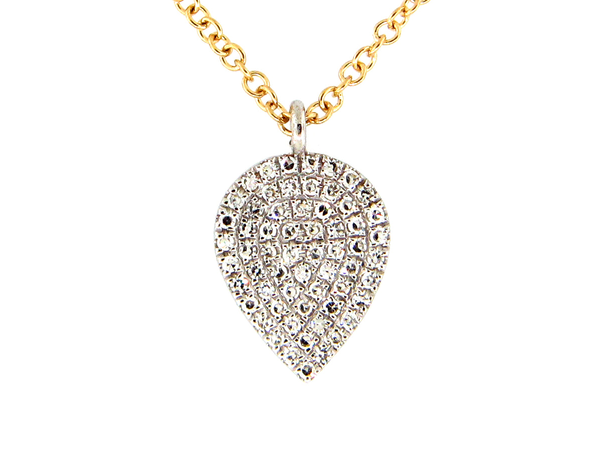 DIAMOND PEAR PENDANT NECKLACE, 18" BOLO CHAIN, 14KWY (N)