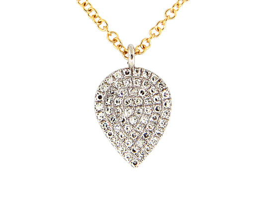 DIAMOND PEAR PENDANT NECKLACE, 18" BOLO CHAIN, 14KWY (N)