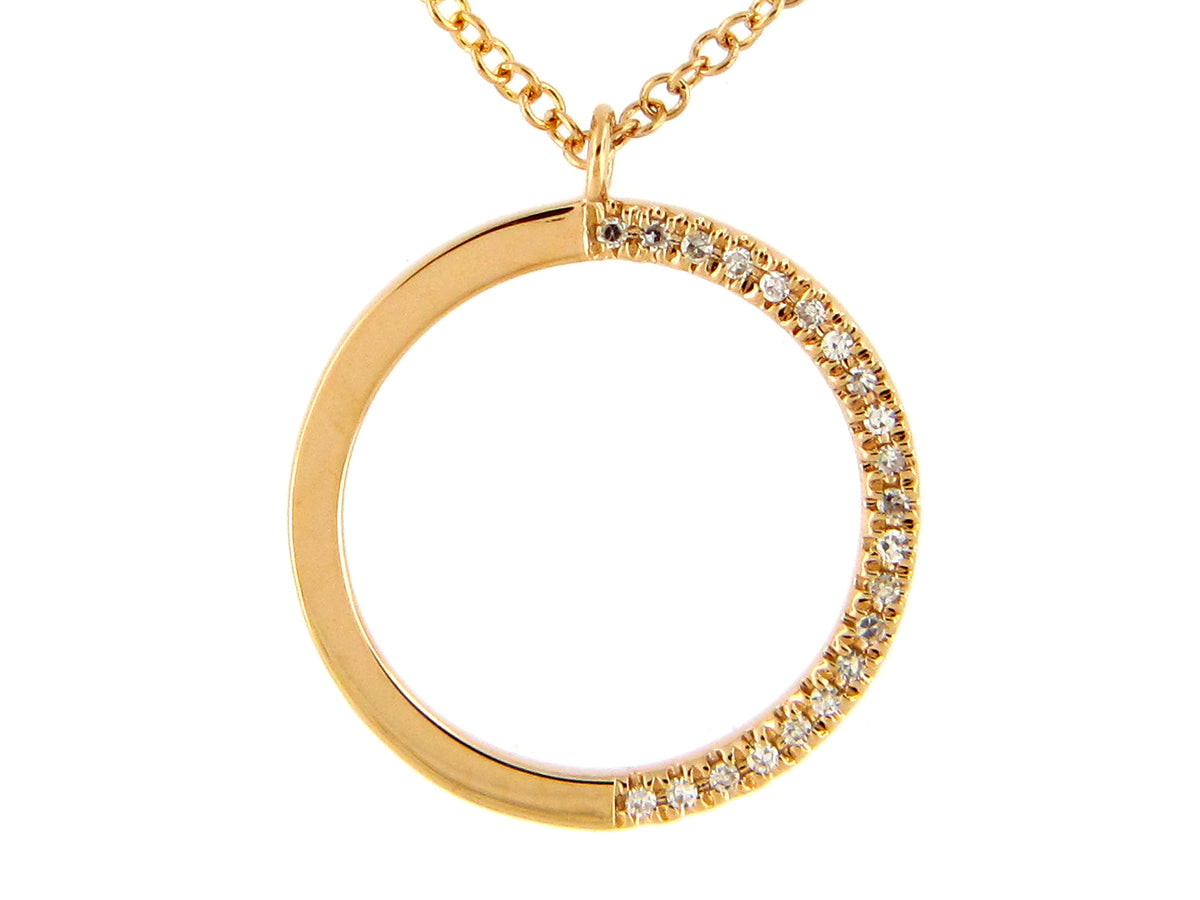 DIAMOND CIRCLE HALF PENDANT NECKLACE