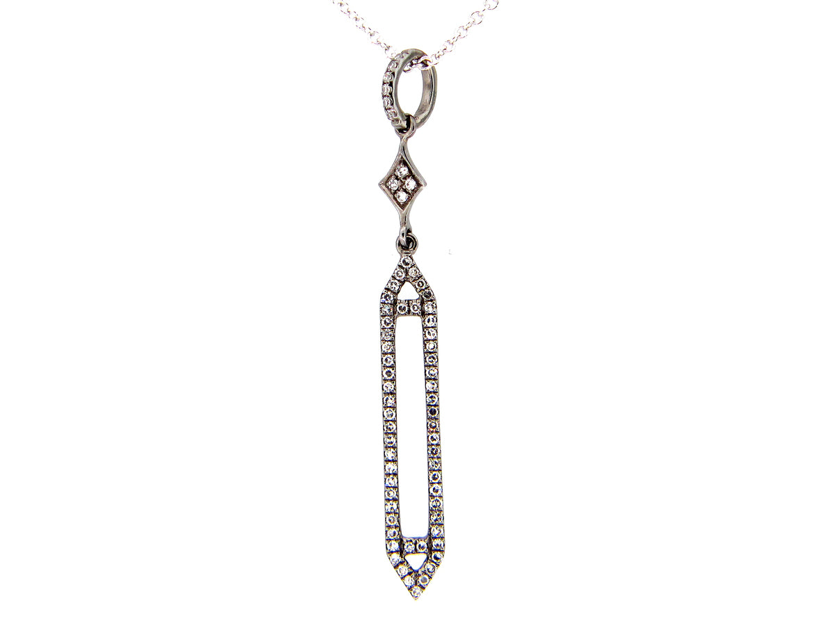 DIAMOND PENDANT, 14K BLACK FINISH/WHITE CHAIN (N)