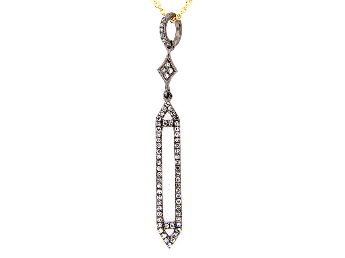 DIMAOND PENDANT, 14K BLACK FINISH/YELLOW CHAIN (N)