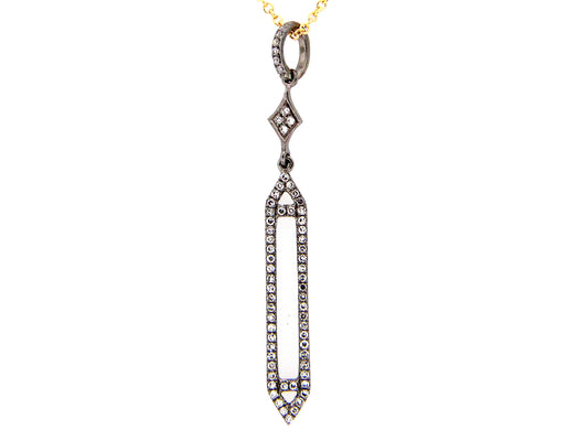 DIMAOND PENDANT, 14K BLACK FINISH/YELLOW CHAIN (N)